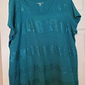 Sequined T-shirt, Coldwater Creek, turquoise